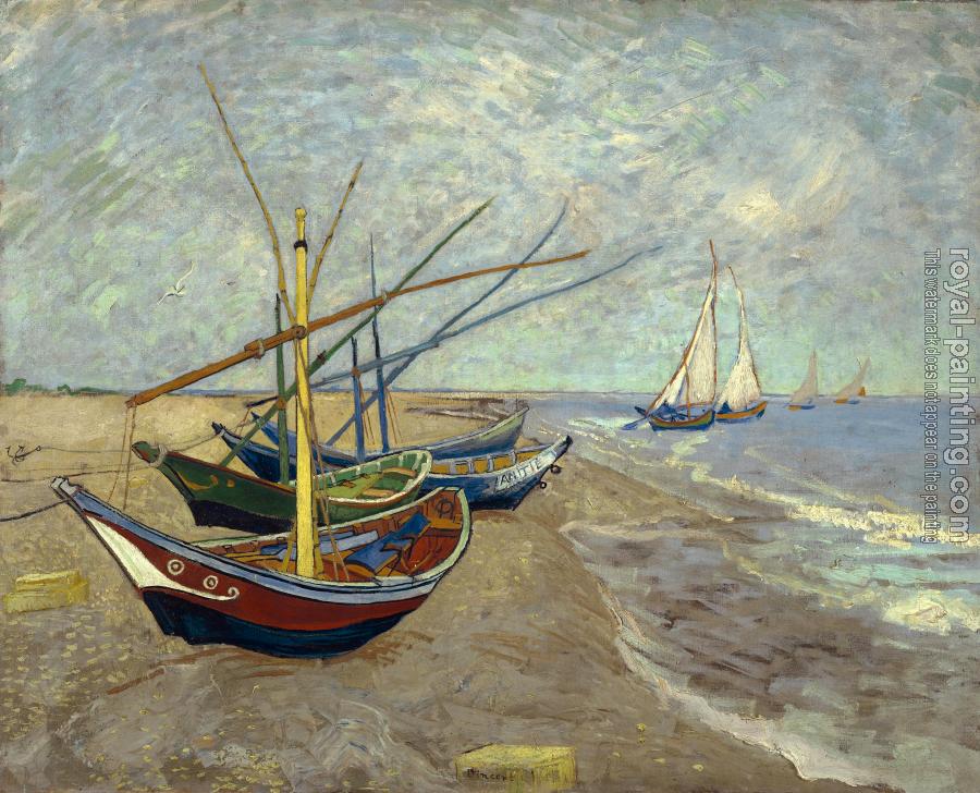 Vincent Van Gogh : Fishing boats on the beach